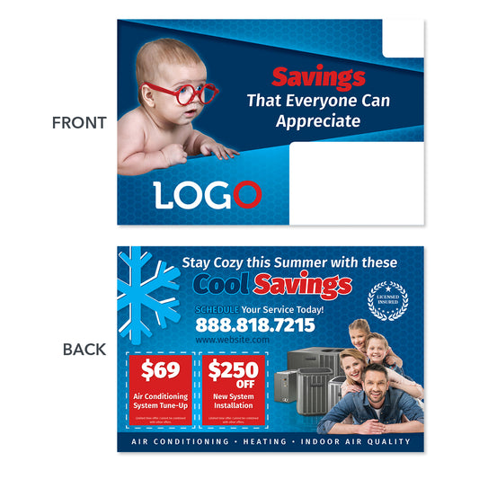 hvac air conditioning postcard with baby