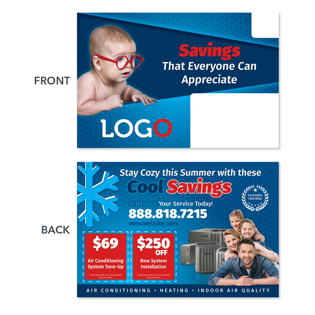 hvac air conditioning postcard with baby