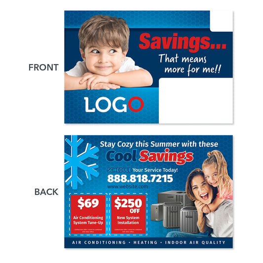 hvac air conditioning postcard with baby boy