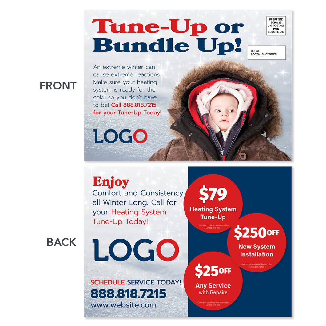 hvac heating eddm postcard with baby