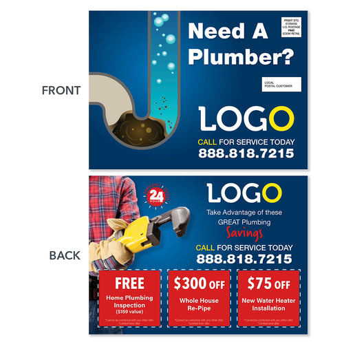 plumbing repair eddm postcard