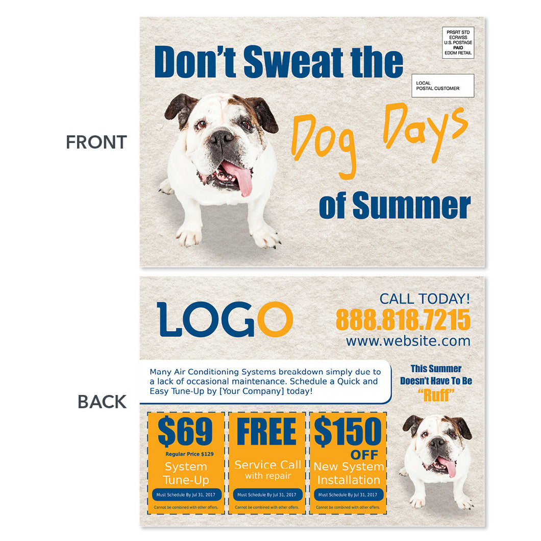 dog sweat eddm postcard for hvac company