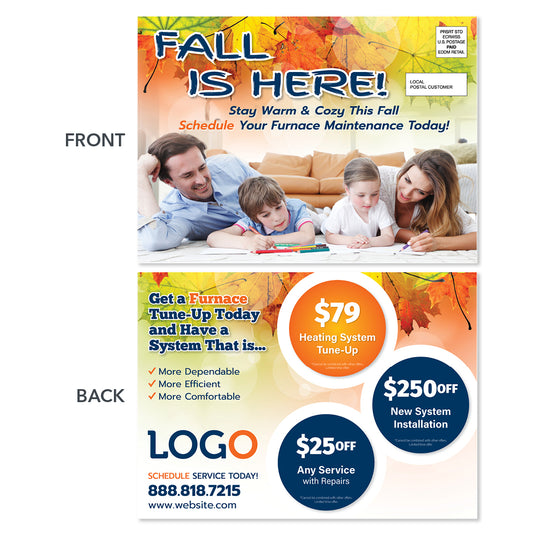 fall season eddm hvac heating postcard