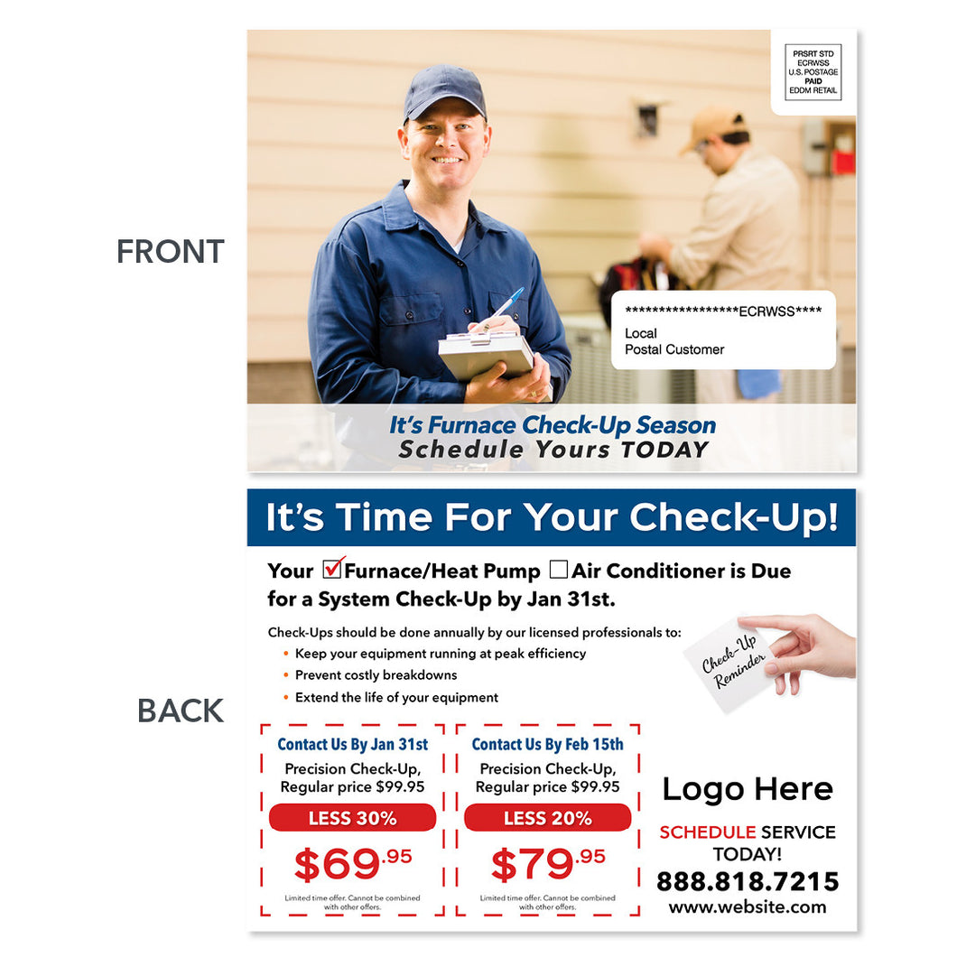eddm hvac heating postcard with frozen tech