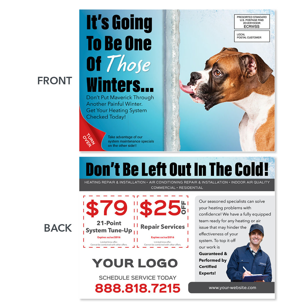 eddm hvac furnace postcard with dog