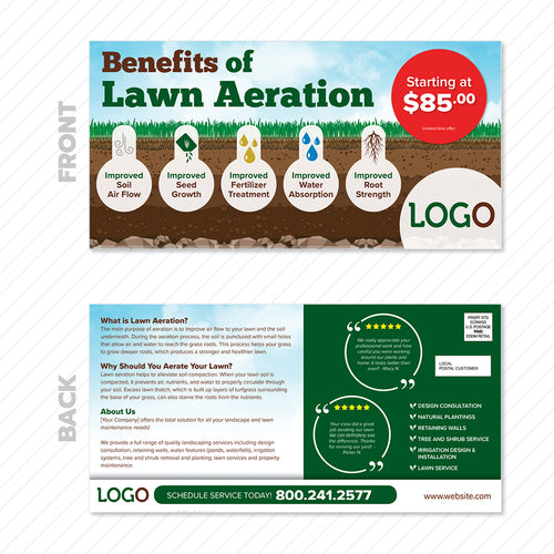 lawn aeration eddm postcard design