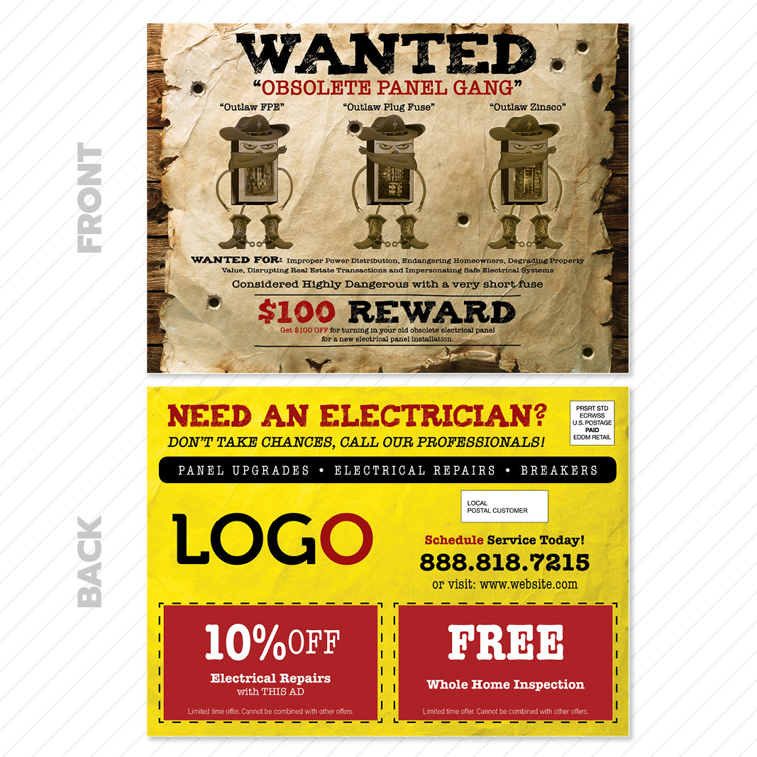 electrical panel upgrade gang eddm postcard