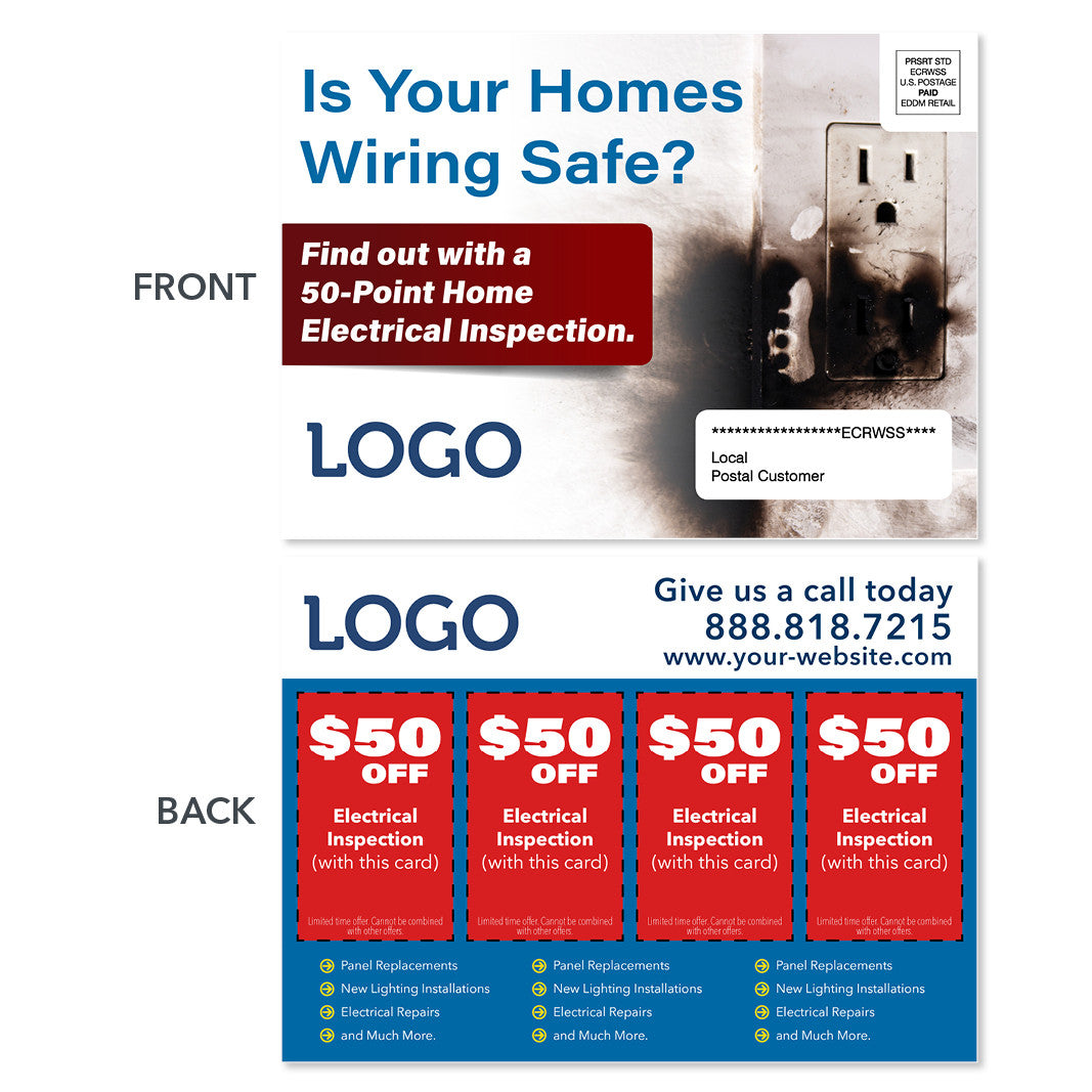 Safe Electrical Wiring EDDM Postcards Design Print Services