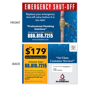 emergency shutoff value plumbing eddm postcard