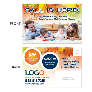 fall season heating hvac postcard