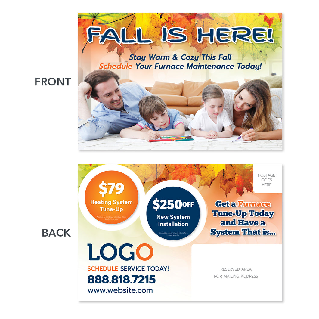 fall season heating hvac postcard