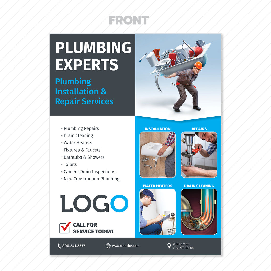 plumbing service flyer print design