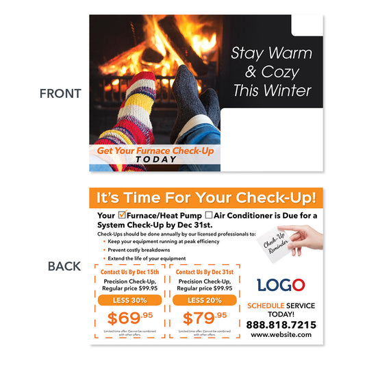 Heater maintenance hvac postcard design