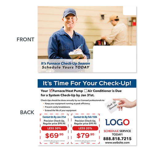 furnace maintenance tech hvac postcard