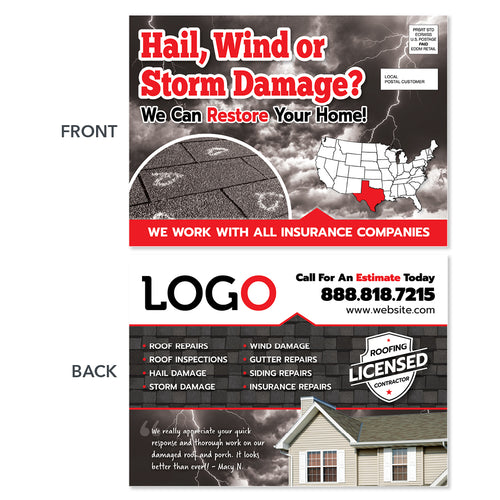 hail wind damage eddm postcard design