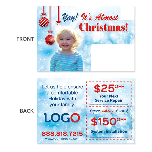 hvac christmas holiday postcard with kid