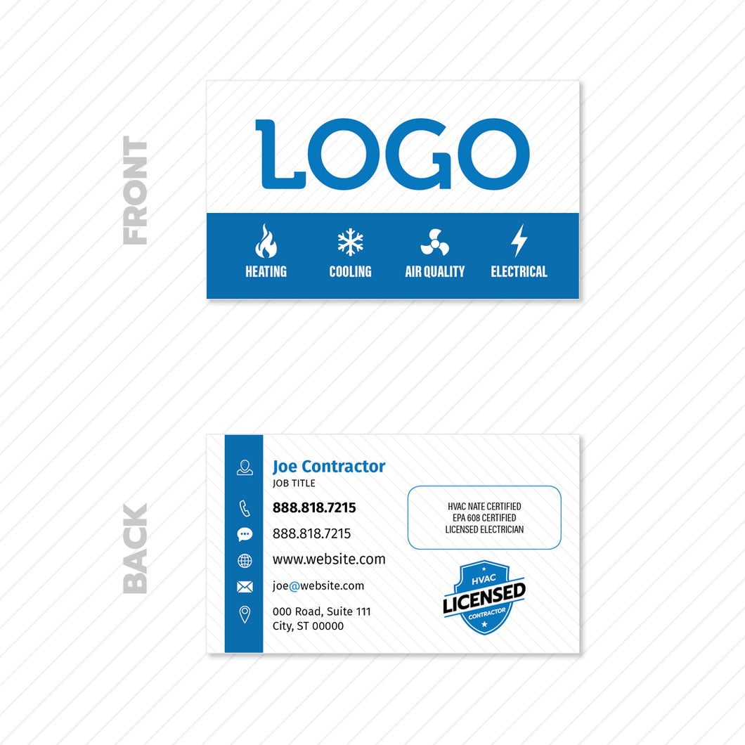 business card design for hvac contractor