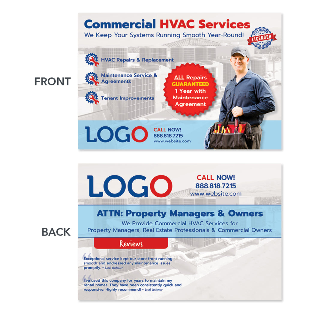commercial hvac maintenance postcard design