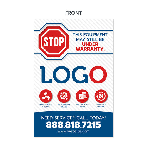 hvac equipment sticker with stop sign