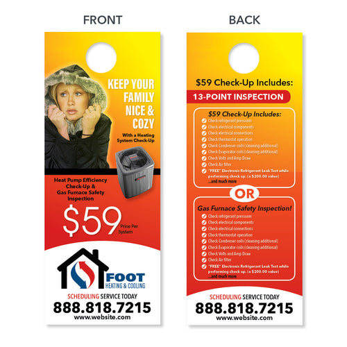 custom design print hvac heating door hanger