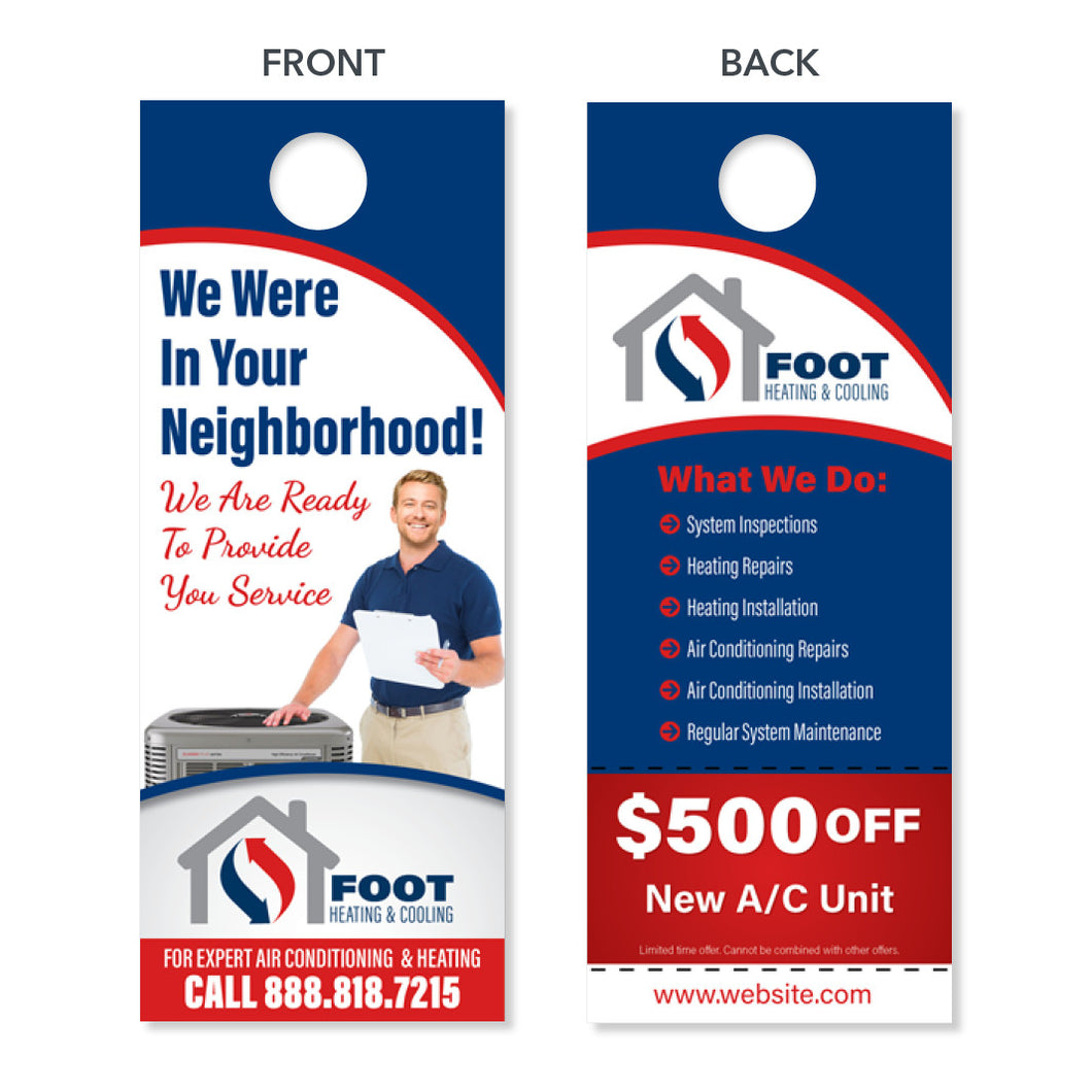 custom design print hvac neighborhood door hanger