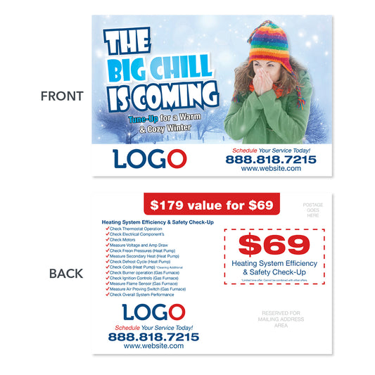 hvac heating maintenance postcard card