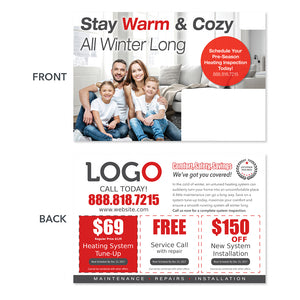 hvac heating postcard with family