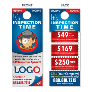 custom design print hvac inspection door hanger