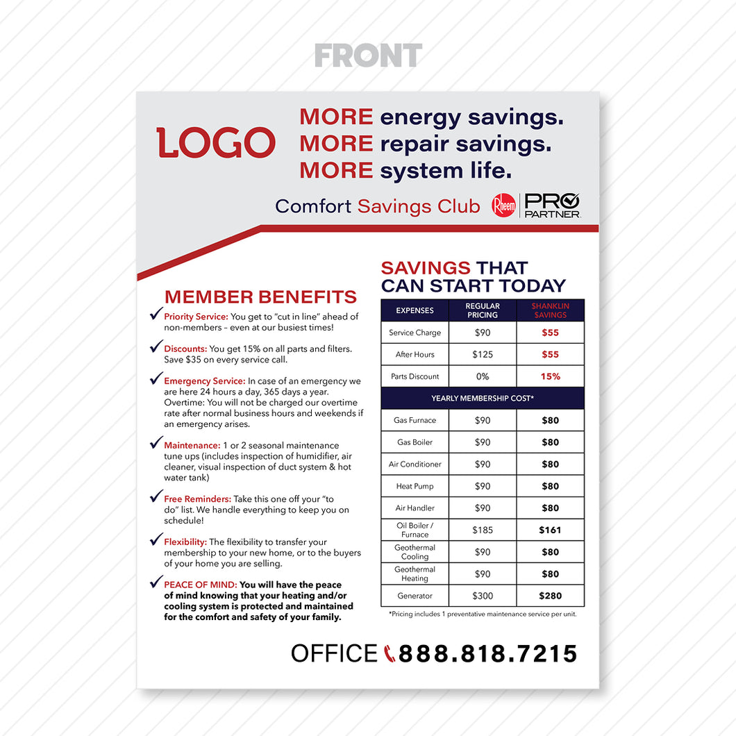 hvac maintenance flyer chart