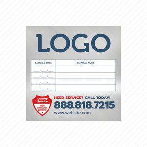equipment service sticker for hvac and plumbers