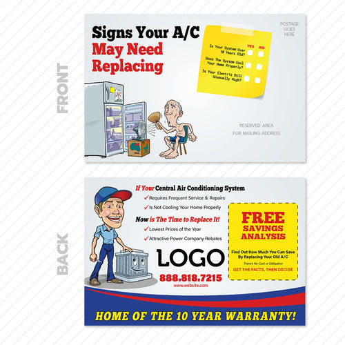 hvac system replacement postcard design