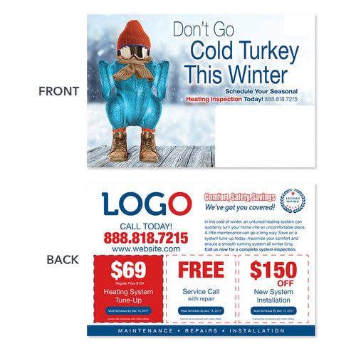 thanksgiving hvac postcard with cold turkey