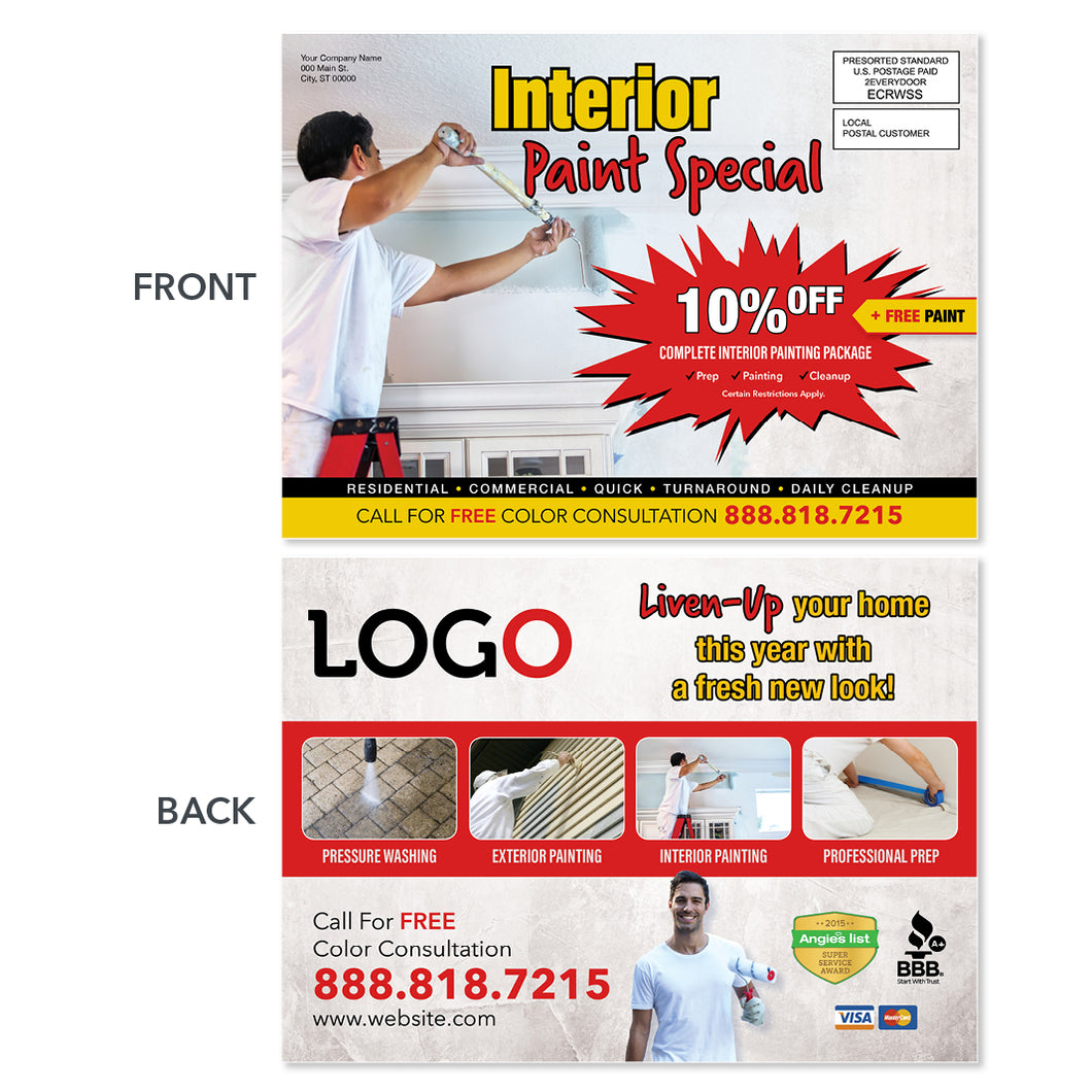 interior painting contractor eddm postcard