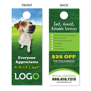 lawn care door hanger with dog funny