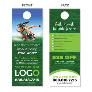lawn care door hanger man mower funny