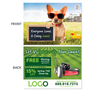 lawn care eddm postcard dog on lawn