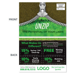 unzip lawn care eddm postcard