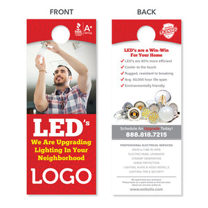 led lighting upgrade door hanger for electricians