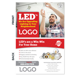 led lighting upgrade eddm postcard for electricians