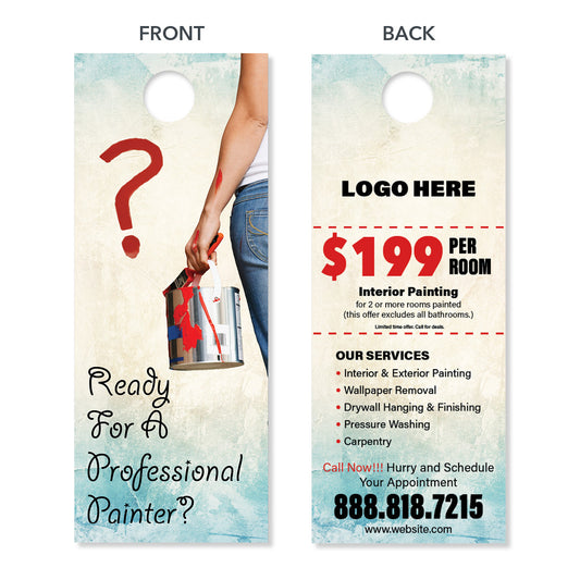 painting contractor door hanger design woman