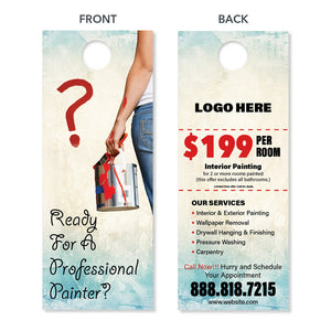 painting contractor door hanger design woman