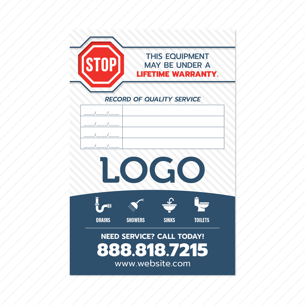 plumbing equipment maintenance sticker