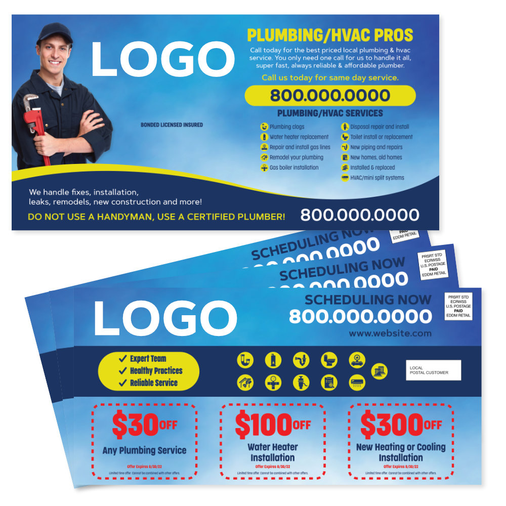 plumbing and hvac EDDM postcard