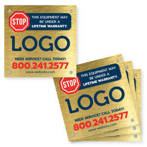 plumbing service equipment sticker