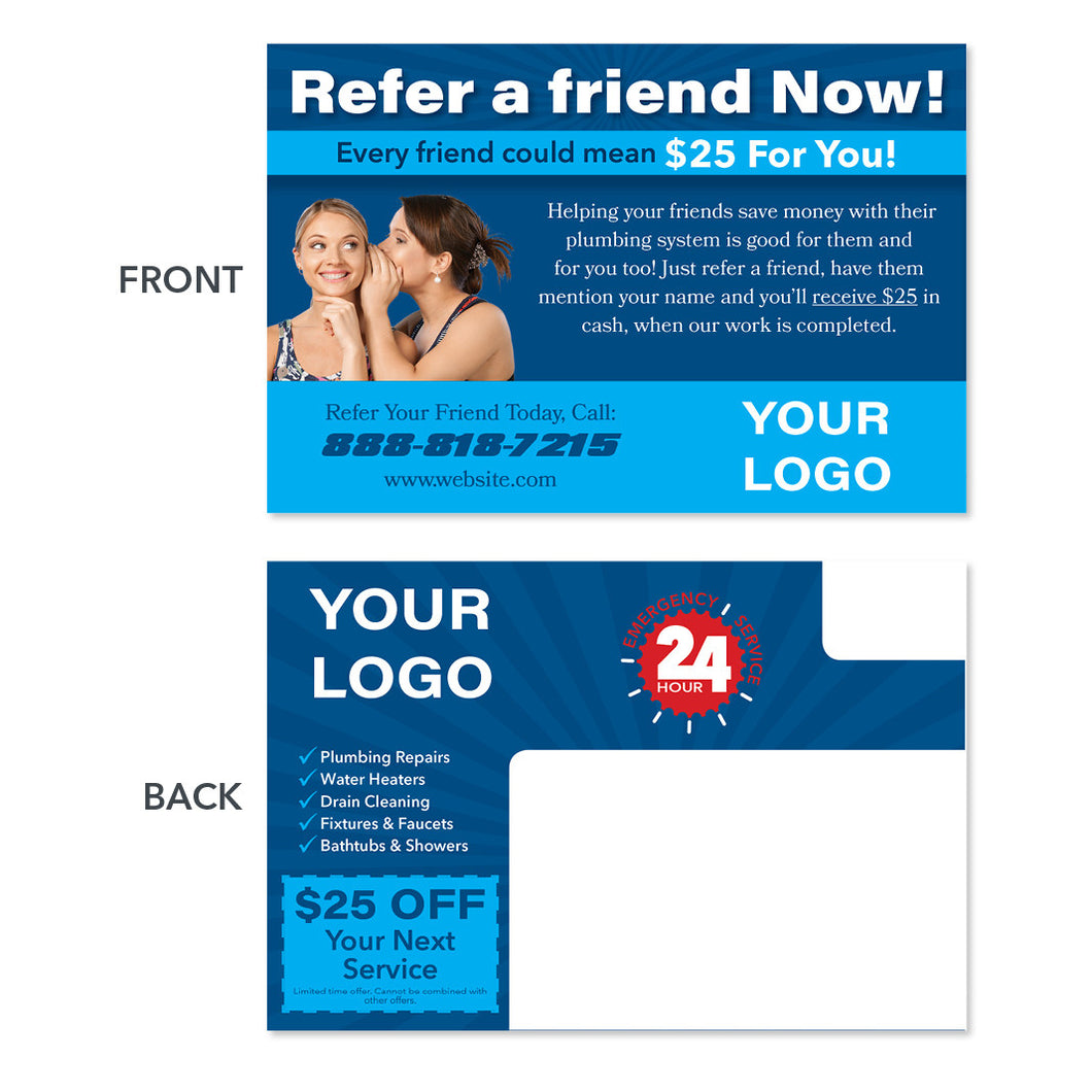 plumbing referral postcard