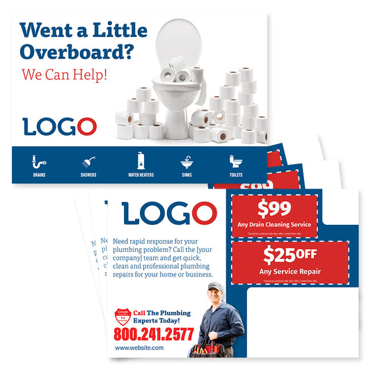 toilet paper clogged drain postcard design