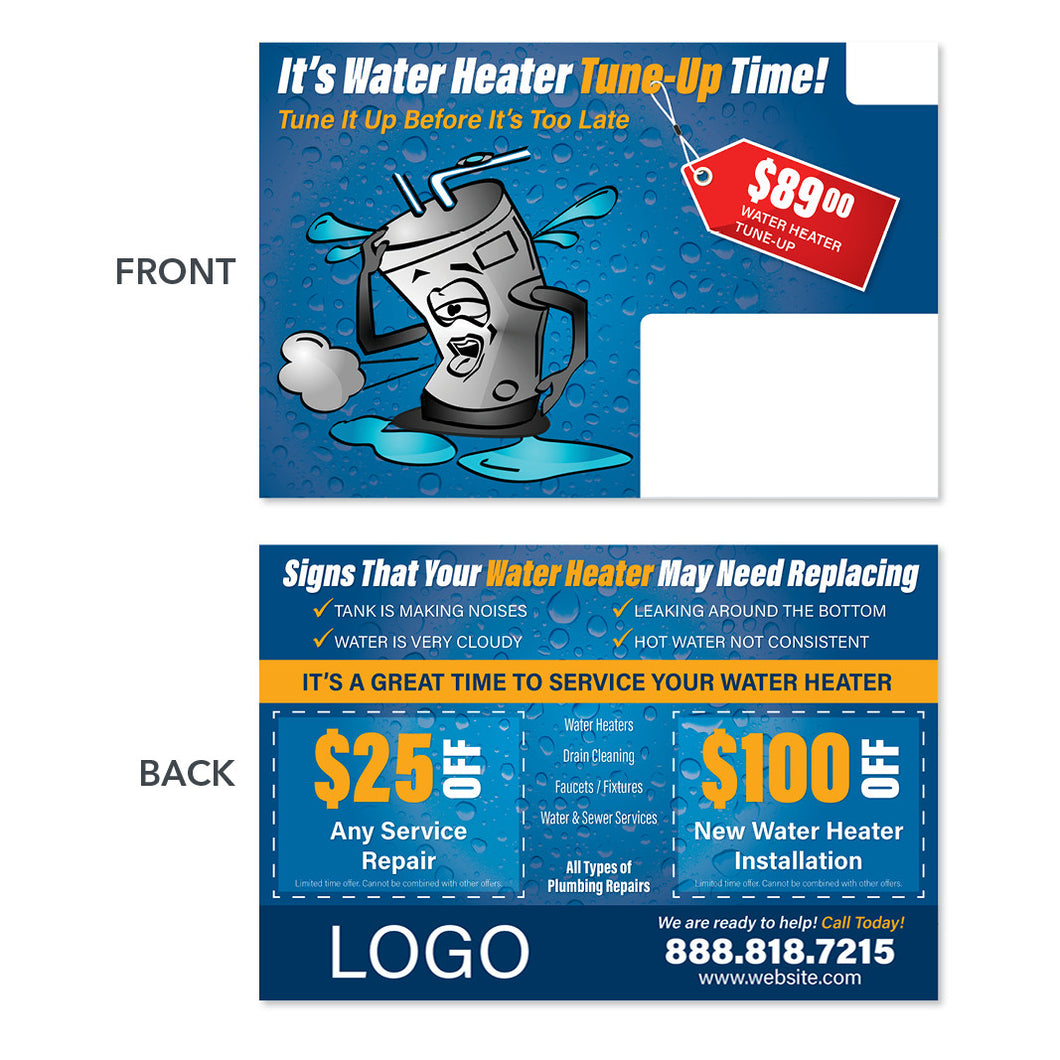 hot water heater plumbing postcard