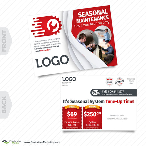 hvac heating furnace postcard design