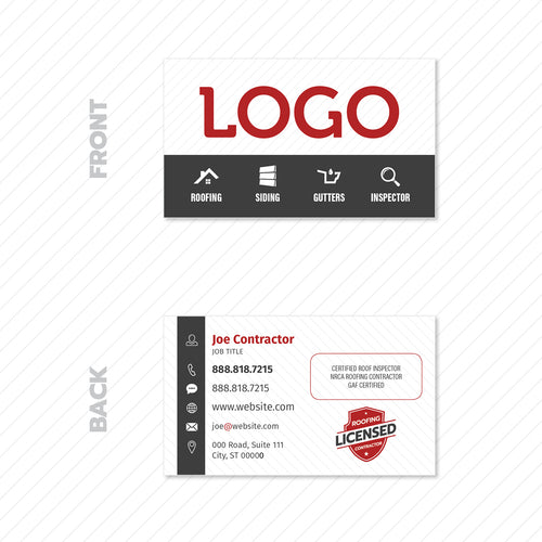 business card for roofing contractor