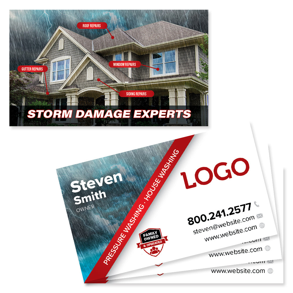 storm damage business card for roofers